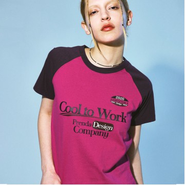 韓國PRENDA - COOL TO WORK COMBINATION RAGLAN TEE MAGENTA